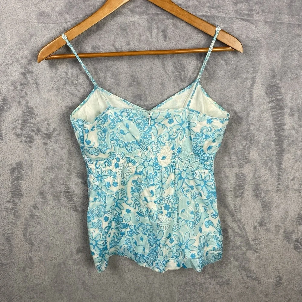 Vintage Lilly Pulitzer Tank Top Spaghetti Women 8 Blue Golden Lion Y2K Coastal - Picture 4 of 6